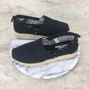 BOBS by Skechers Memory Foam Black Canvas Espadrille Loafer Women's Size  6.5